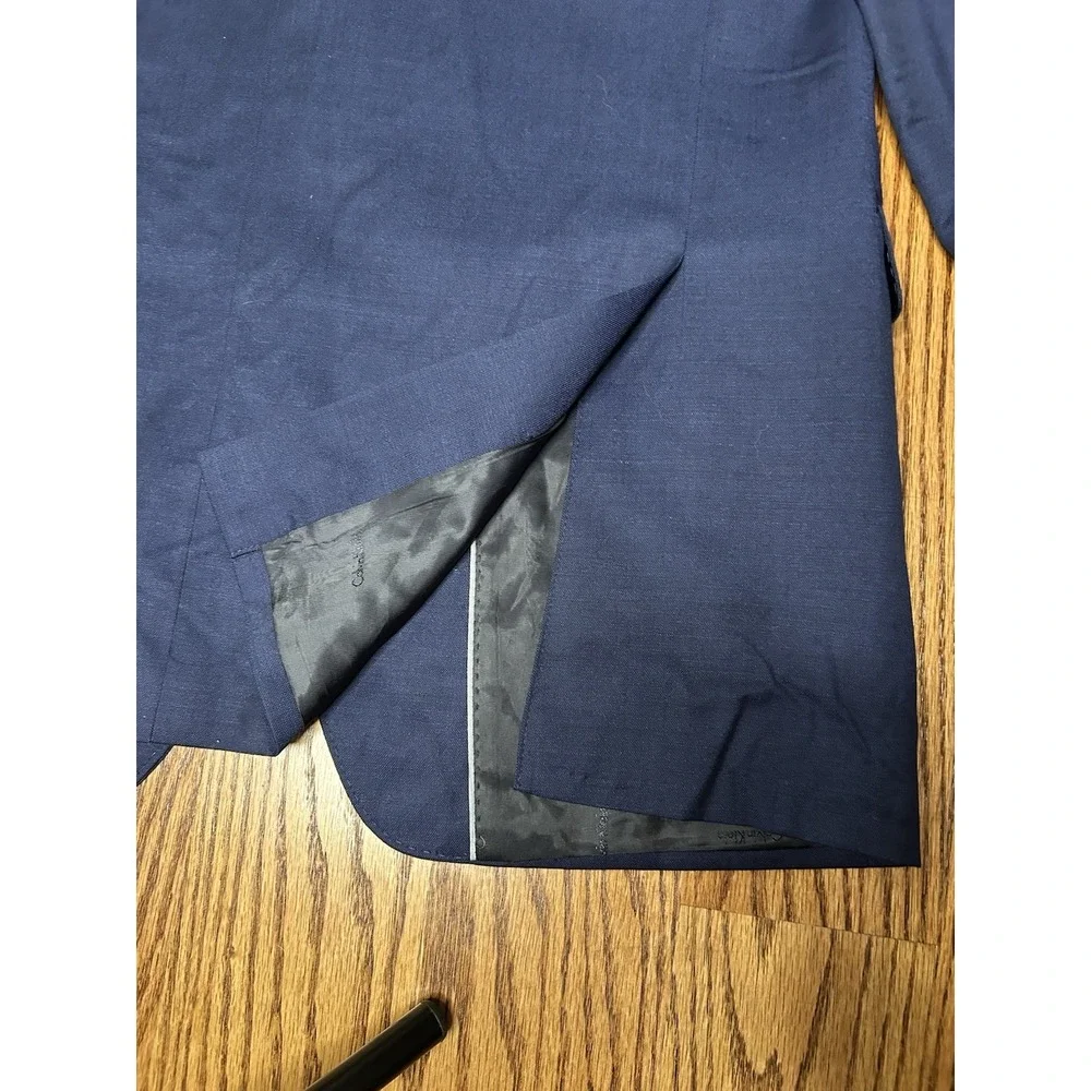 Calvin Klein Mens Blazer Career Suit Single Breasted Navy Wool 42 L
